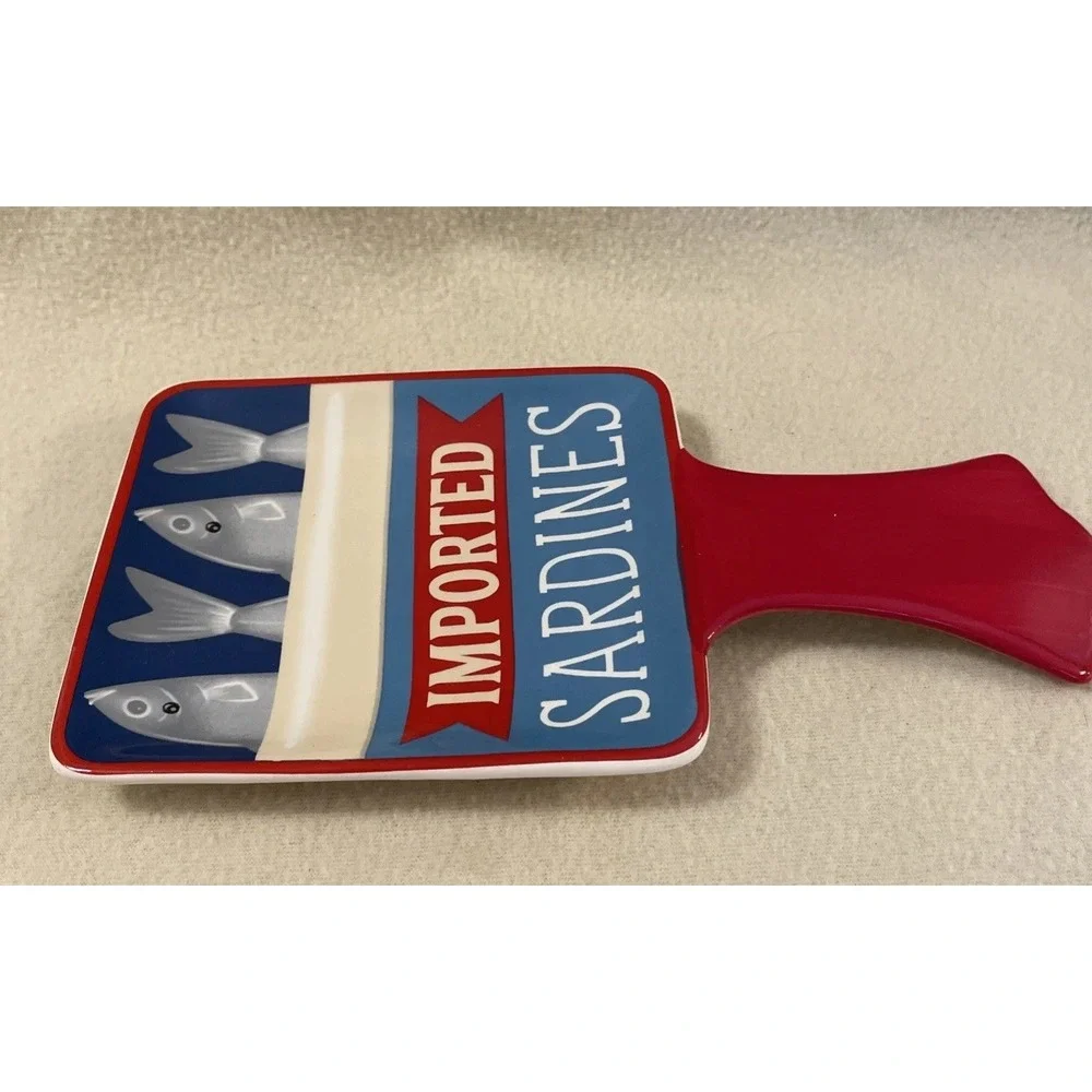 Ceramic Sardine Tin Spoon Rest Novelty Whimsical Trinket Tray Kitschy Fish